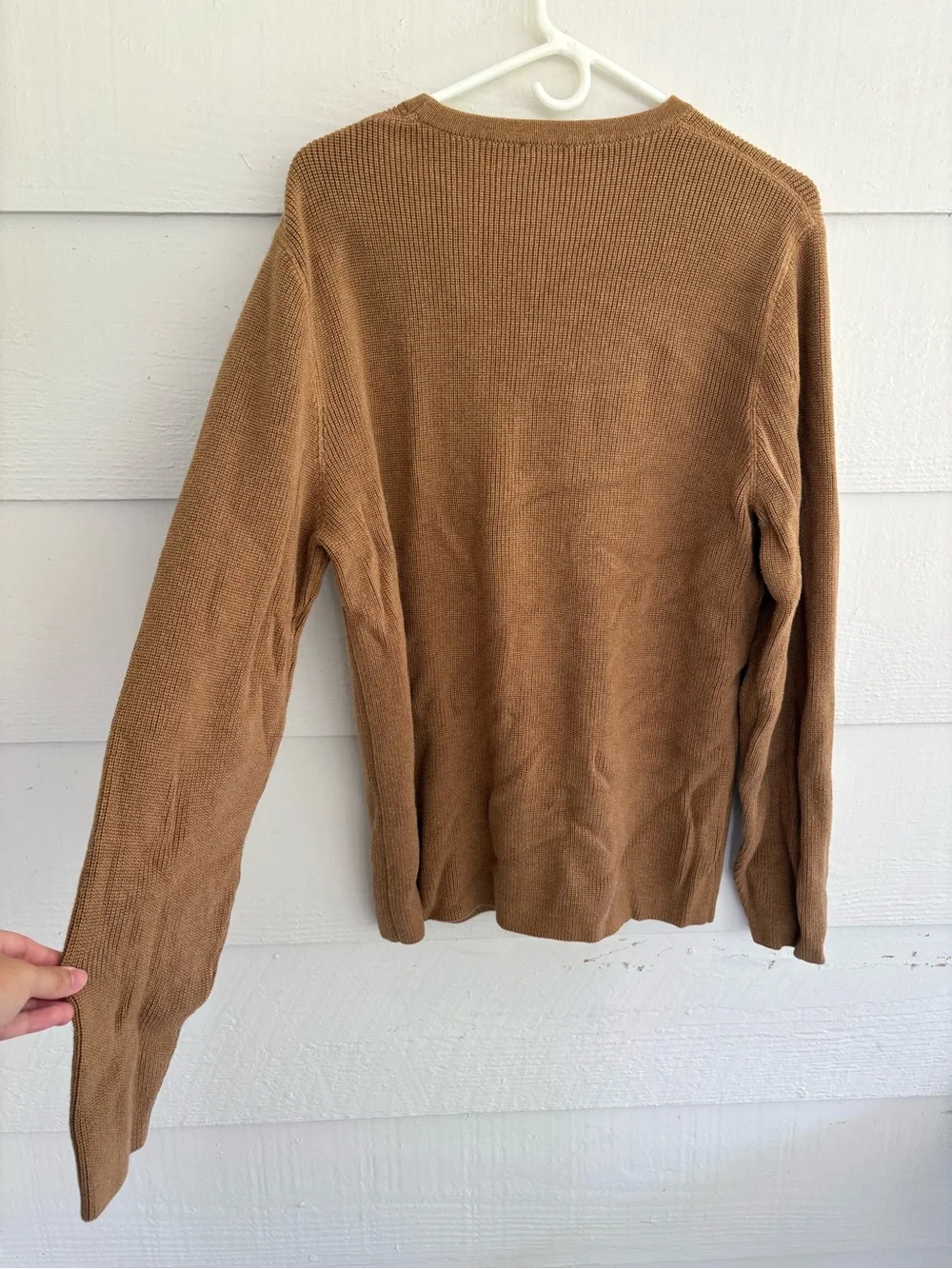 J.Crew Factory Men’s Large Brown 100% Cotton Crewneck Sweater Lightweight Knit